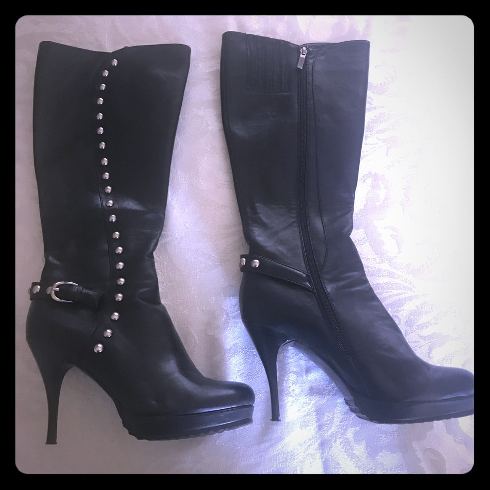 Knee high studded boots